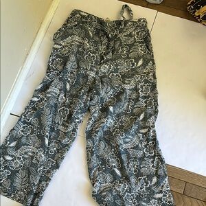 Chic Black and White Floral Pants